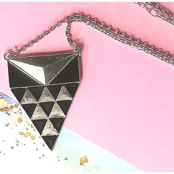 Ladies Silver Triangular Necklace - Picture 1 of 4